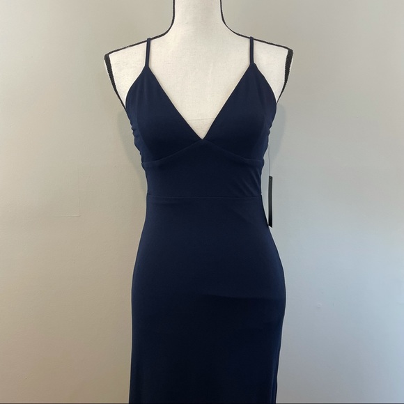 Lulus Dresses & Skirts - Lulu’s Navy Blue Maxi Spaghetti Strap V Neck Dress